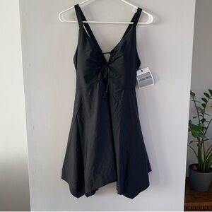 Hanna Nikole Black Cross Back Handkerchief Hem Swimdress Swimsuit Size 16W
